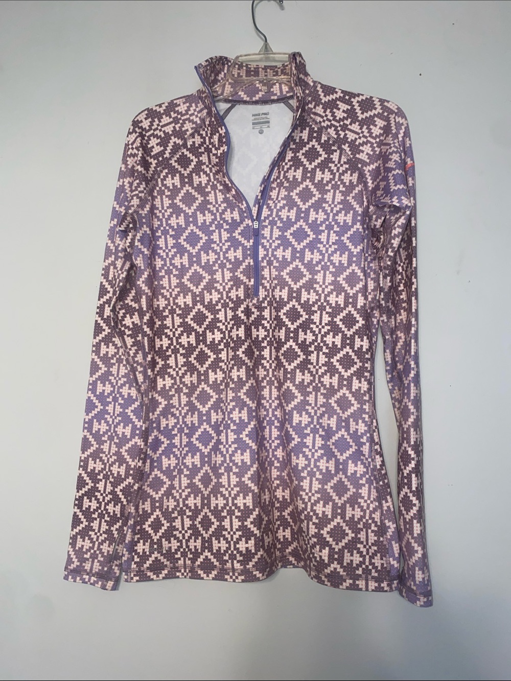 Nike Lavender and Cream Geometric Half-Zip Long Sleeve